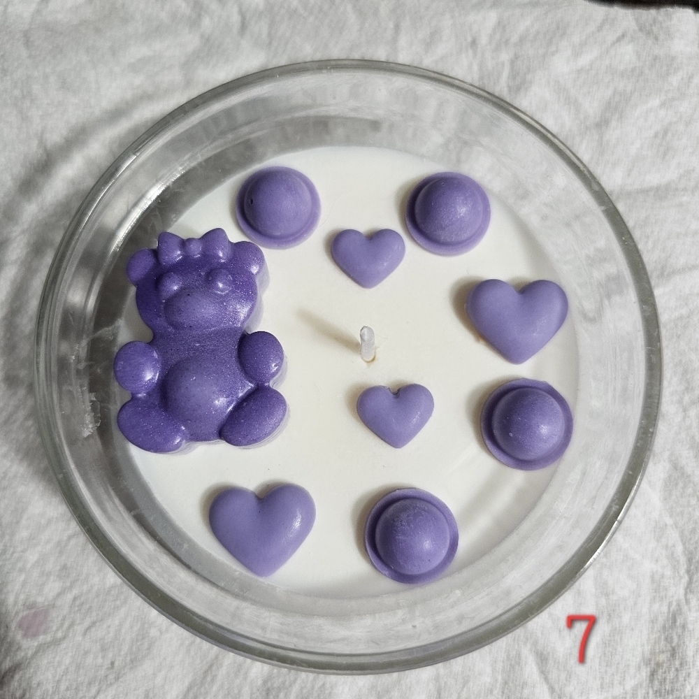 6 Handmade Purple Baby Shower Birthday Party Soy Wax Scented Candle Giveaways - Picture 9 of 12
